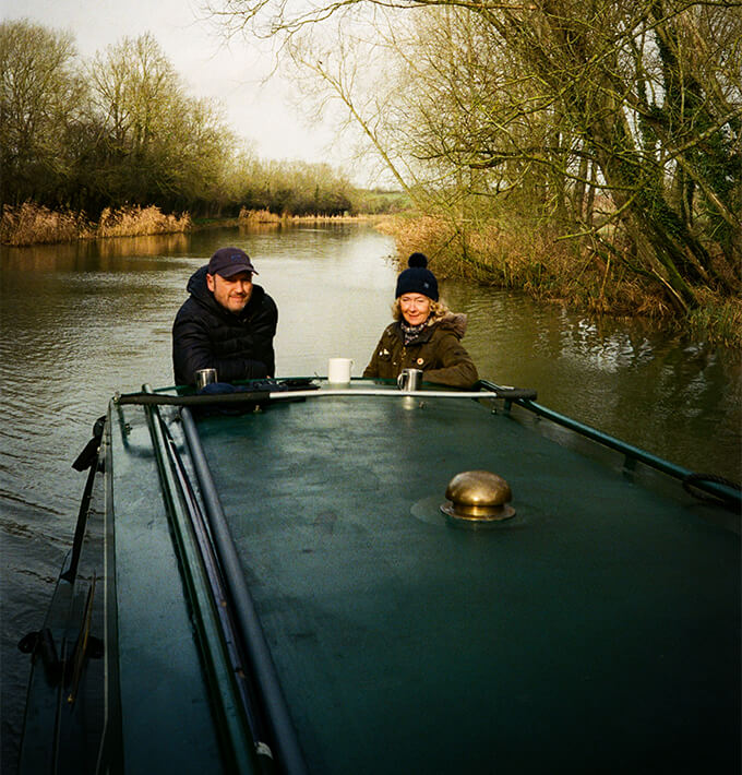 Two people on a boat