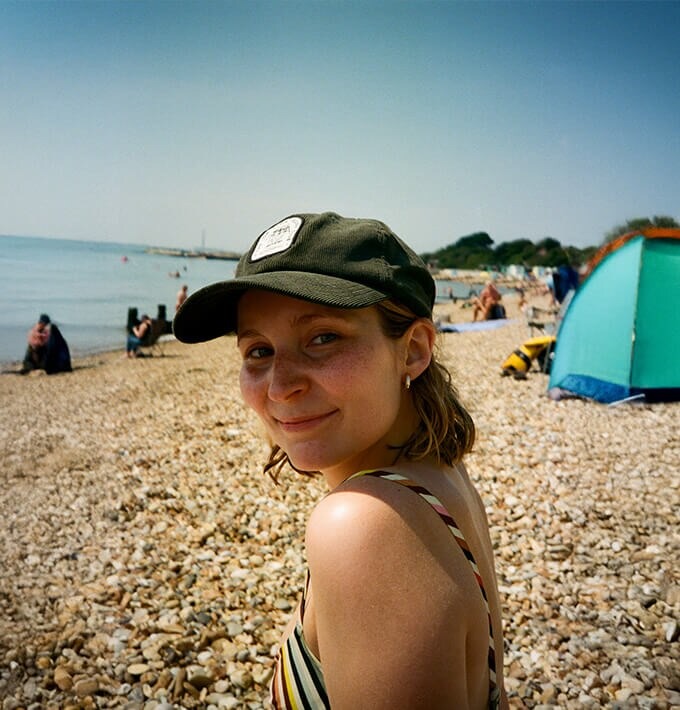 Woman smiling on a beach